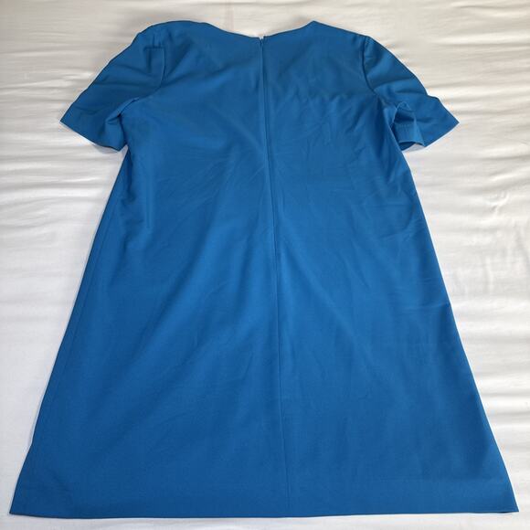 Preston & York Sheath Dress Size 14 Teal Pintuck Short Sleeves V Neck Lined NWT - Picture 14 of 16